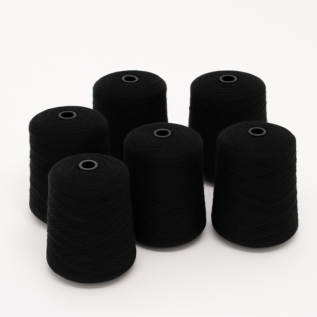 Schwarzes Tufting-Garn-Set – 6 Kegel (100% NZ-Wolle)