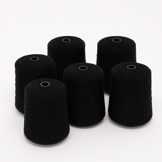 Černá sada příze na tuftování – 6 kuželů (100% NZ vlna)