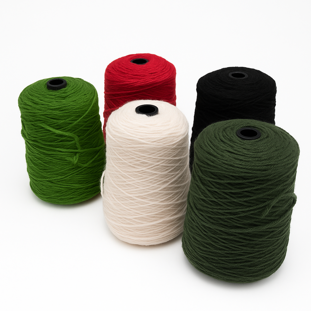 Ensemble de fils à tufting de Noël – 5 cônes (100% laine NZ)