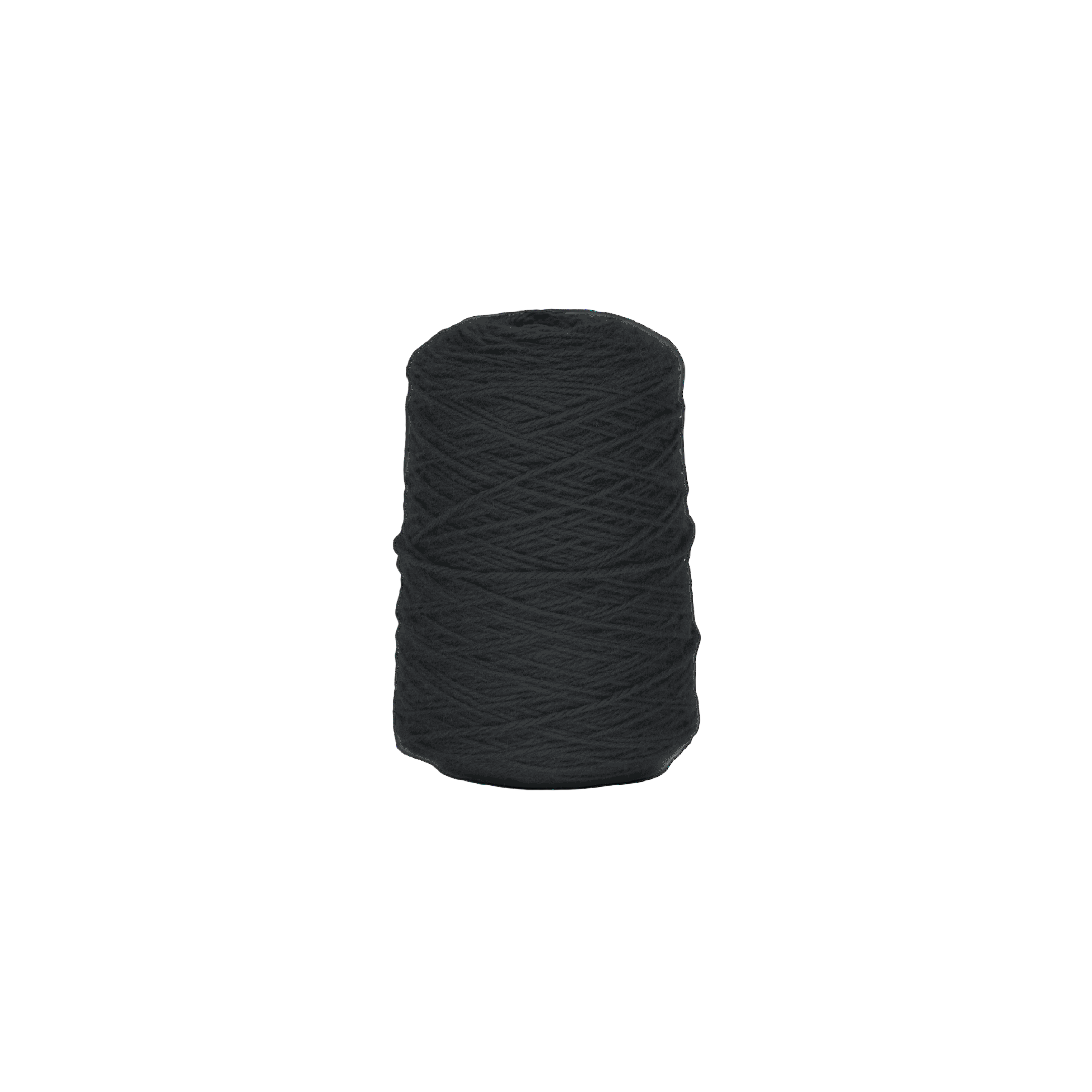 A cone of 100% New Zealand wool yarn in a neutral grey color with a slight touch of blue, displayed against a white background.