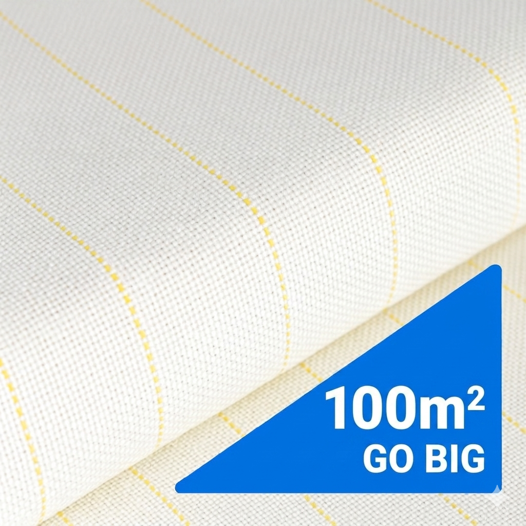 Poly-Cotton Tufting Cloth Standard (Yellow Line)– 100m2 Unit